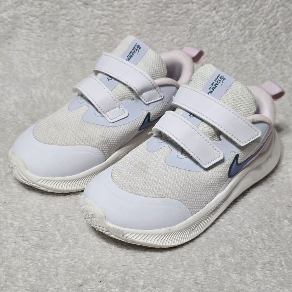 Nike Star Runner 3 TDV Toddler Girls Size 9C White Pink DA2778-102 Hook and Loop